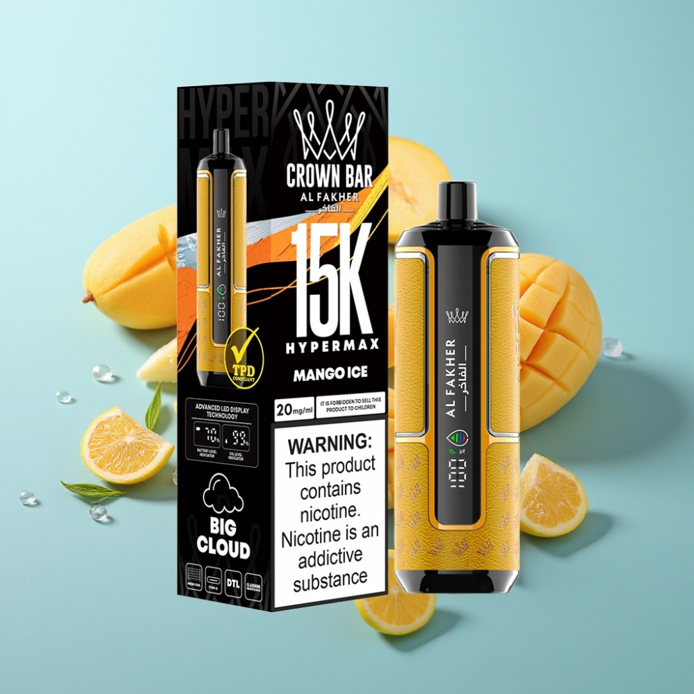 Al Fakher Crown Bar 15K Hypermax Дизпозебъл Vape Kit Манго Лед