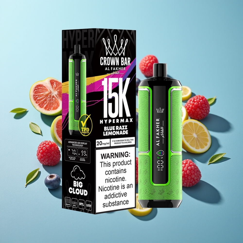Al Fakher Crown Bar 15K Hypermax Дисposable Вейп Kit Син Лимонад