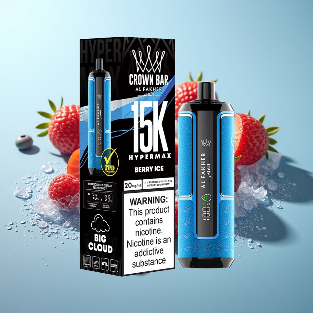 Al Fakher Crown Bar 15K Hypermax Диспозейбъл Vape Kit Ягодов Лед