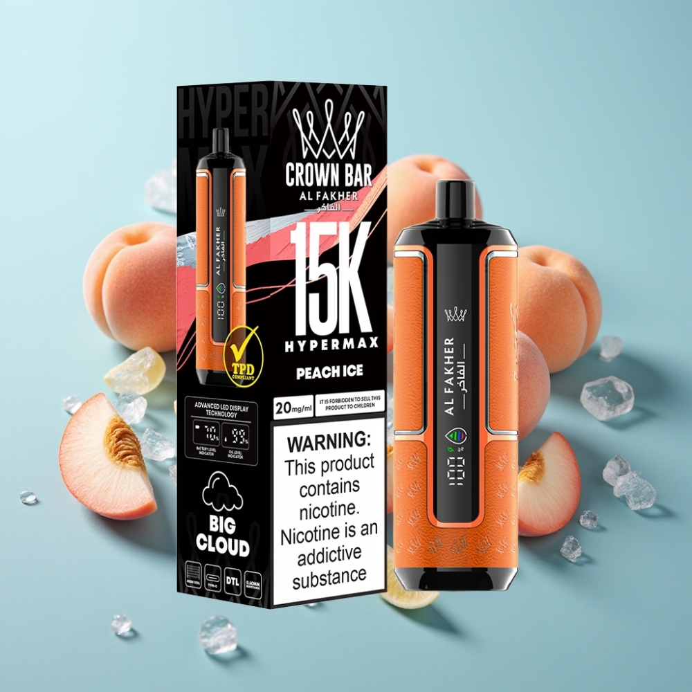 Al Fakher Crown Bar 15K Hypermax Диспозейбъл Вейп Прасковя Лед