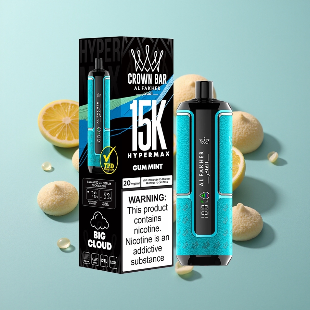 Al Fakher Crown Bar 15K Hypermax Дъвка Мента Едноразов Vape Kit 22ml 600mAh