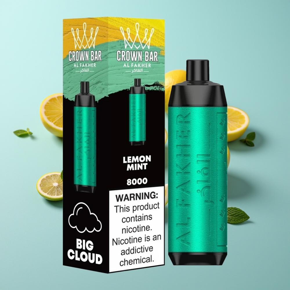 Al Fakher Crown Bar 8000 Crystal Дисапозъбъл Vape Лимон Мента 600mAh USB-C
