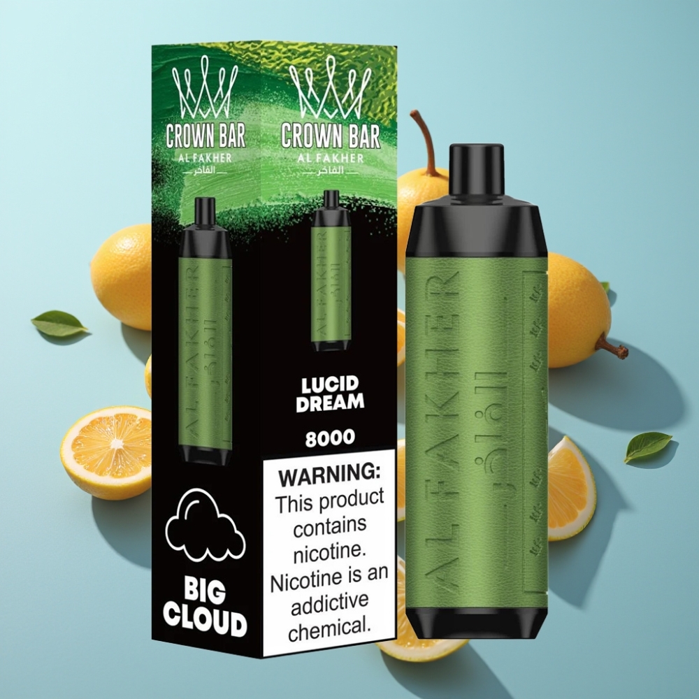 Al Fakher Crown Bar 8000 Crystal Дишащ Активиран Vape Люминален Сън 600mAh USB-C