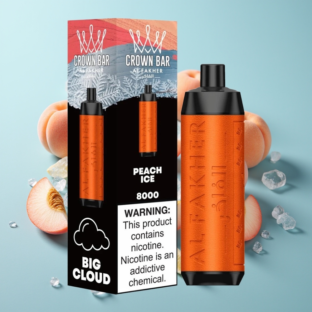 Al Fakher Crown Bar 8000 Кристал Праскова Лед Disposable Vape 600mAh USB-C