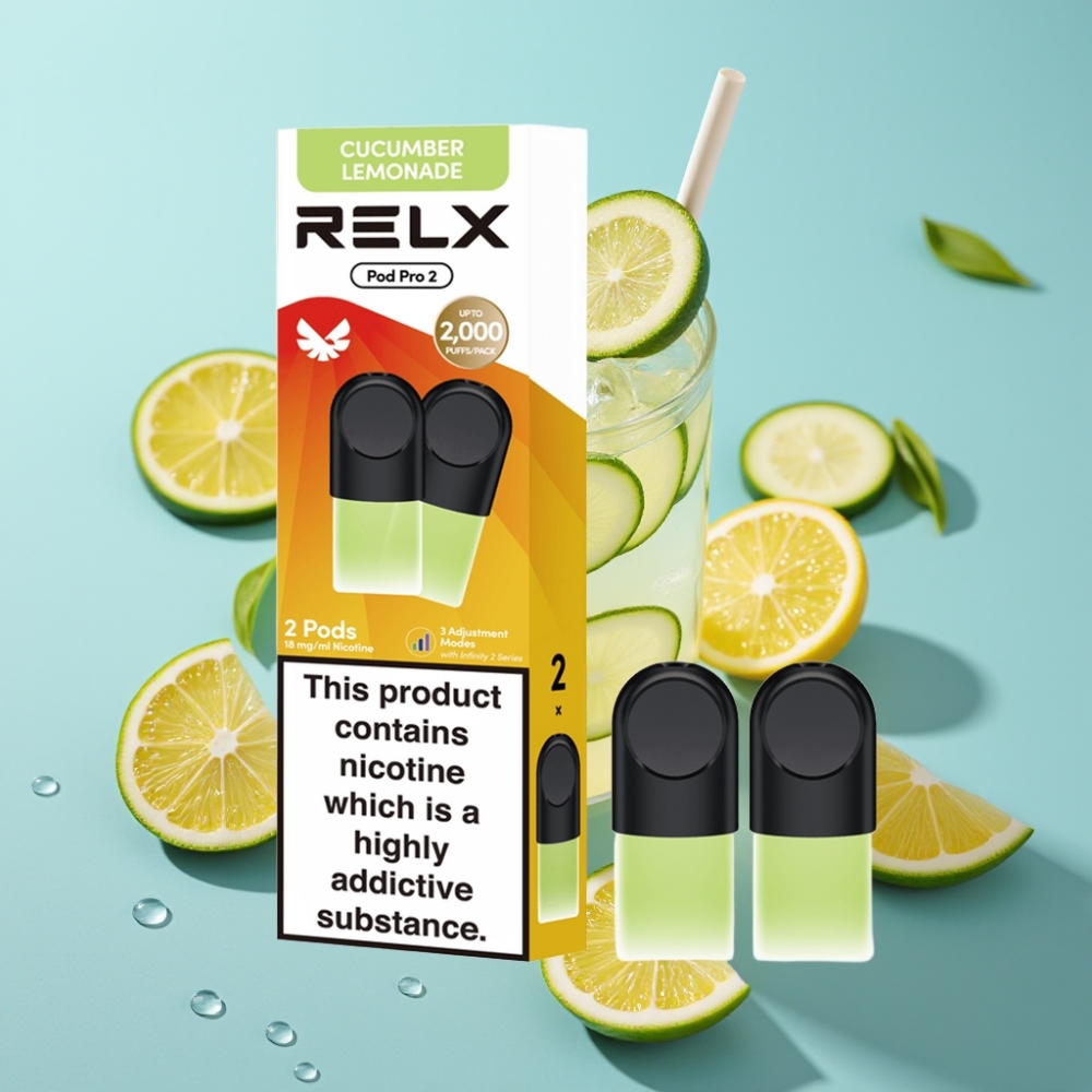 RELX Pod Pro 2 600 пуфове 18 никотин Краставица Лимонада 19ml