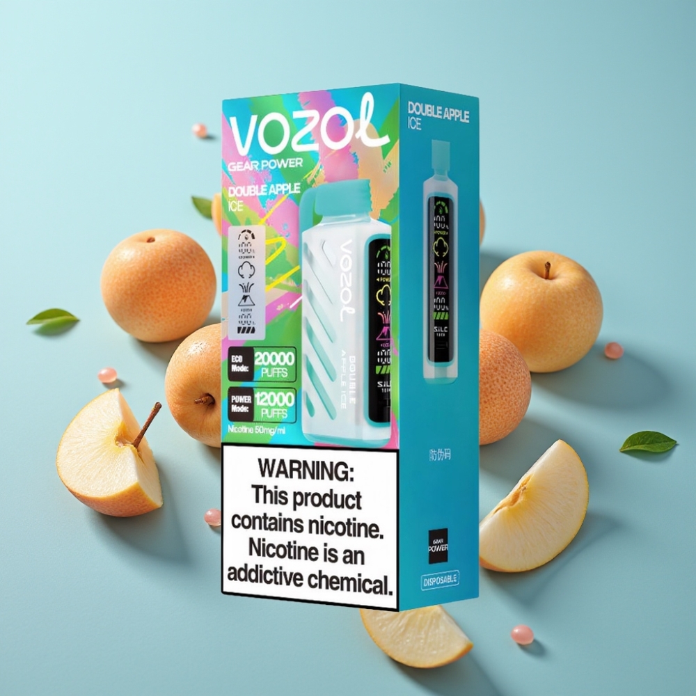 VOZOL Gear Power 20000 Puffs Dual Mesh Coil Двойна Ябълка Лед Full Screen Display 20mL