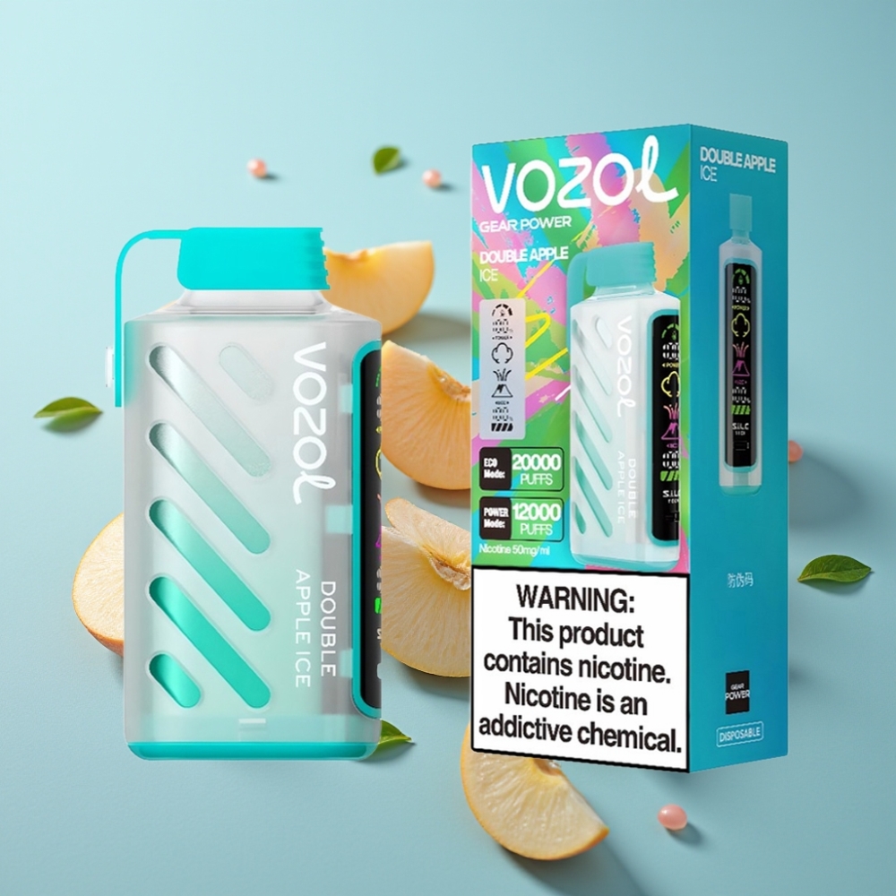VOZOL Gear Power 20000 Puffs Dual Mesh Coil Двойна Ябълка Лед Full Screen Display 20mL