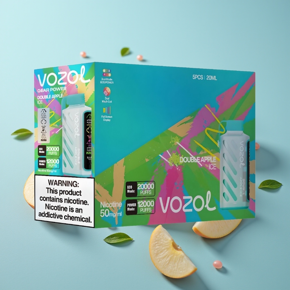 VOZOL Gear Power 20000 Puffs Dual Mesh Coil Двойна Ябълка Лед Full Screen Display 20mL