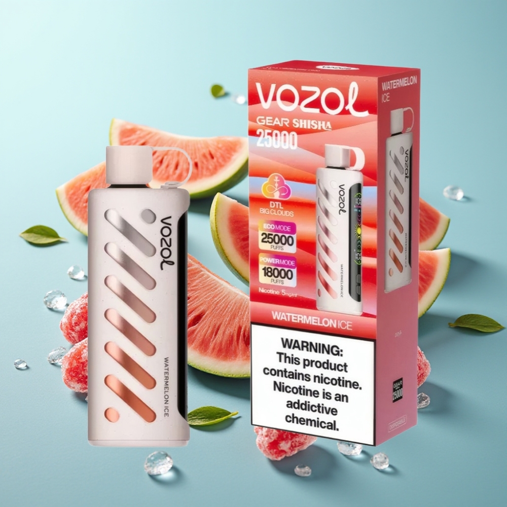 VOZOL Gear Shisha 25000 Puffs Dин Дамски Режими Арбуз Лед 1000mAh 5mg/ml