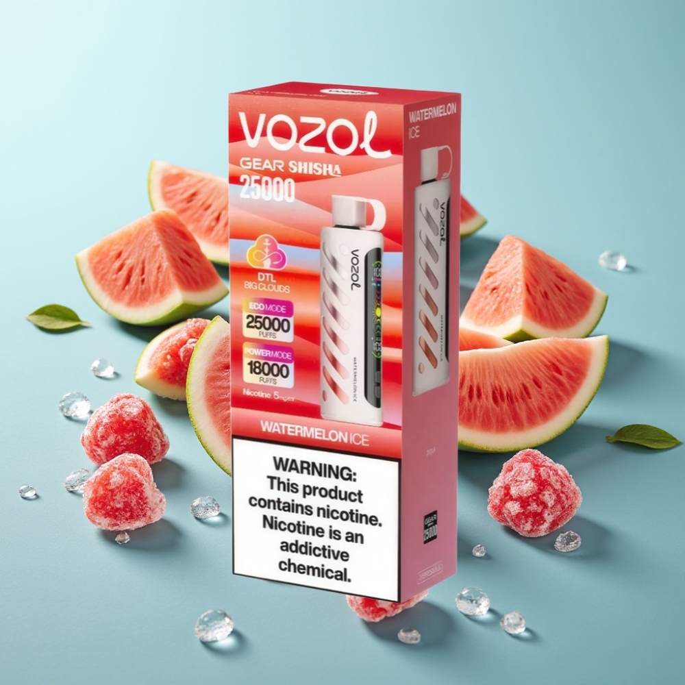 VOZOL Gear Shisha 25000 Puffs Dин Дамски Режими Арбуз Лед 1000mAh 5mg/ml