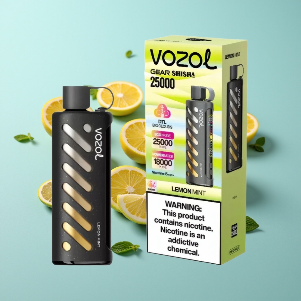 VOZOL Gear Shisha 25000 Пуфове Лимон Мента Dual Mesh SiLC Tech
