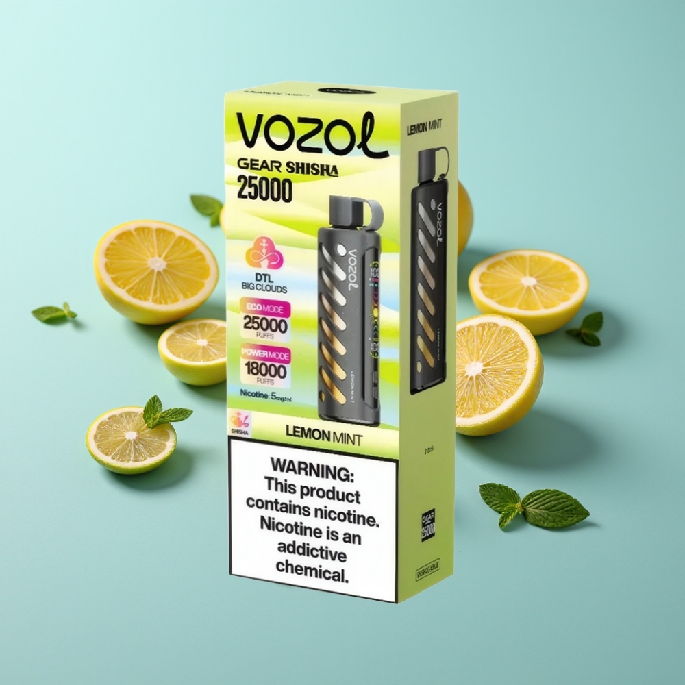 VOZOL Gear Shisha 25000 Пуфове Лимон Мента Dual Mesh SiLC Tech