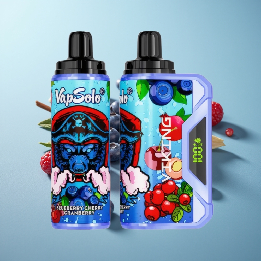 VapSolo VIKING 12000 Пуфове Тип-C Дисплей Червена Боровинка Вишна Журавка
