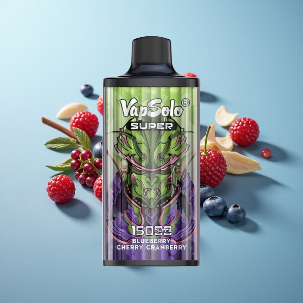 Vapsolo Super 15000 Пуфове Тип-C Мрежов Намотка Черен Боровинка Череша Брусника