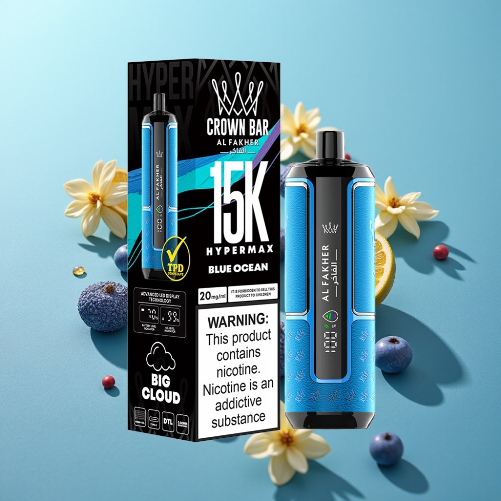 vape suppliers in Bulgaria Al Fakher Crown Bar 15K Hypermax Безжичен Vape Kit Син Океан