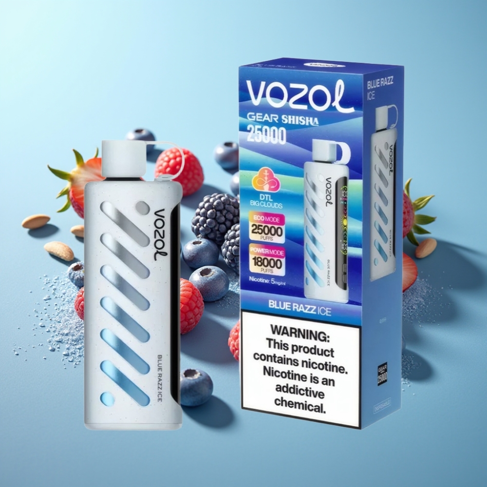 vape suppliers in Bulgaria VOZOL Gear Shisha 25000 Пуфове Dual Mesh Син Малинов Лед