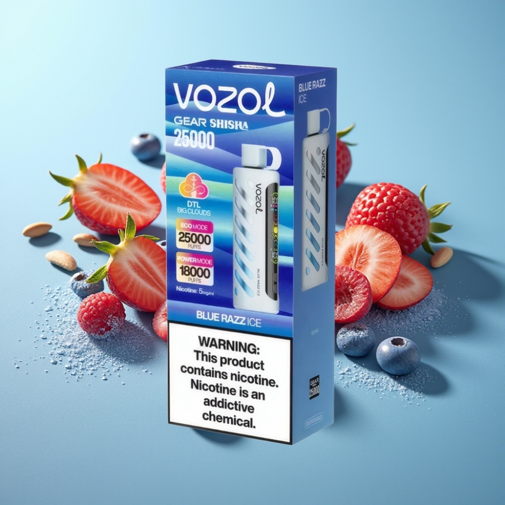 vape suppliers in Bulgaria VOZOL Gear Shisha 25000 Пуфове Dual Mesh Син Малинов Лед