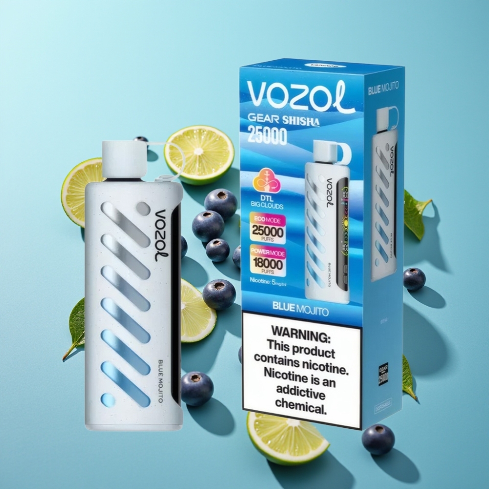 vape suppliers in Bulgaria VOZOL Gear Shisha 25000 Пуфове Dual Mesh Син Мохито