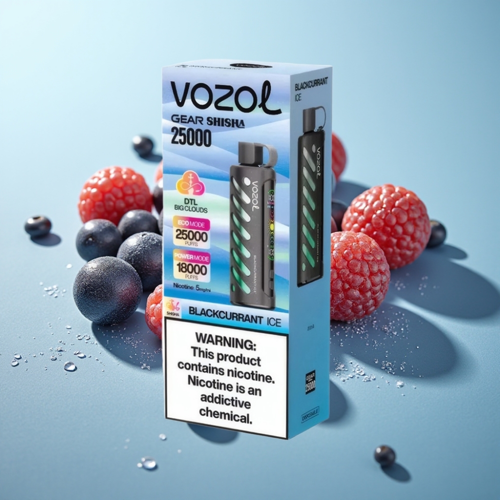 vape suppliers in Bulgaria VOZOL Gear Shisha 25000 Пуфове Dual Mesh Черен Касис Лед