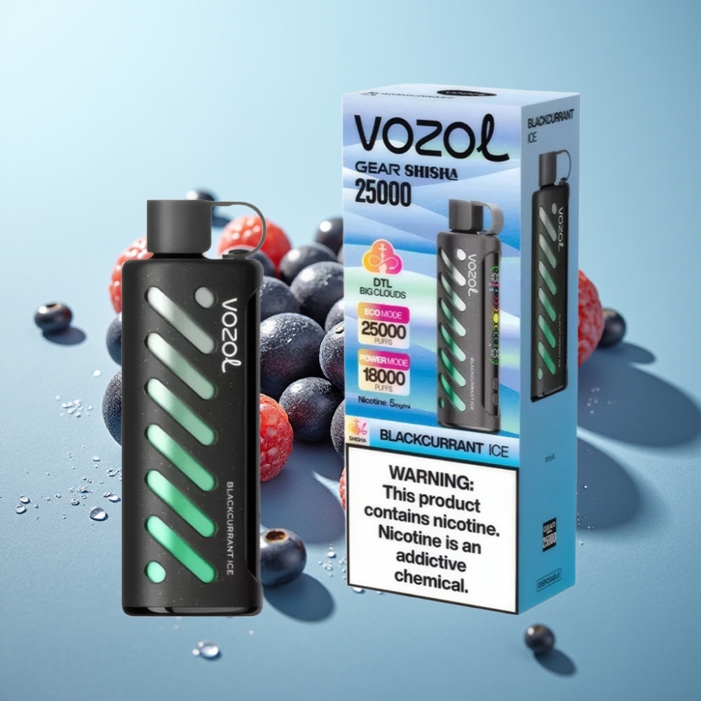 vape suppliers in Bulgaria VOZOL Gear Shisha 25000 Пуфове Dual Mesh Черен Касис Лед