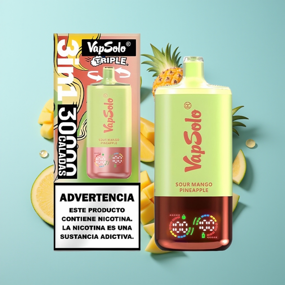 vape suppliers in Bulgaria VapSolo Triple 30000 Пуфса Кисел Манго Ананас 40ml Type-C