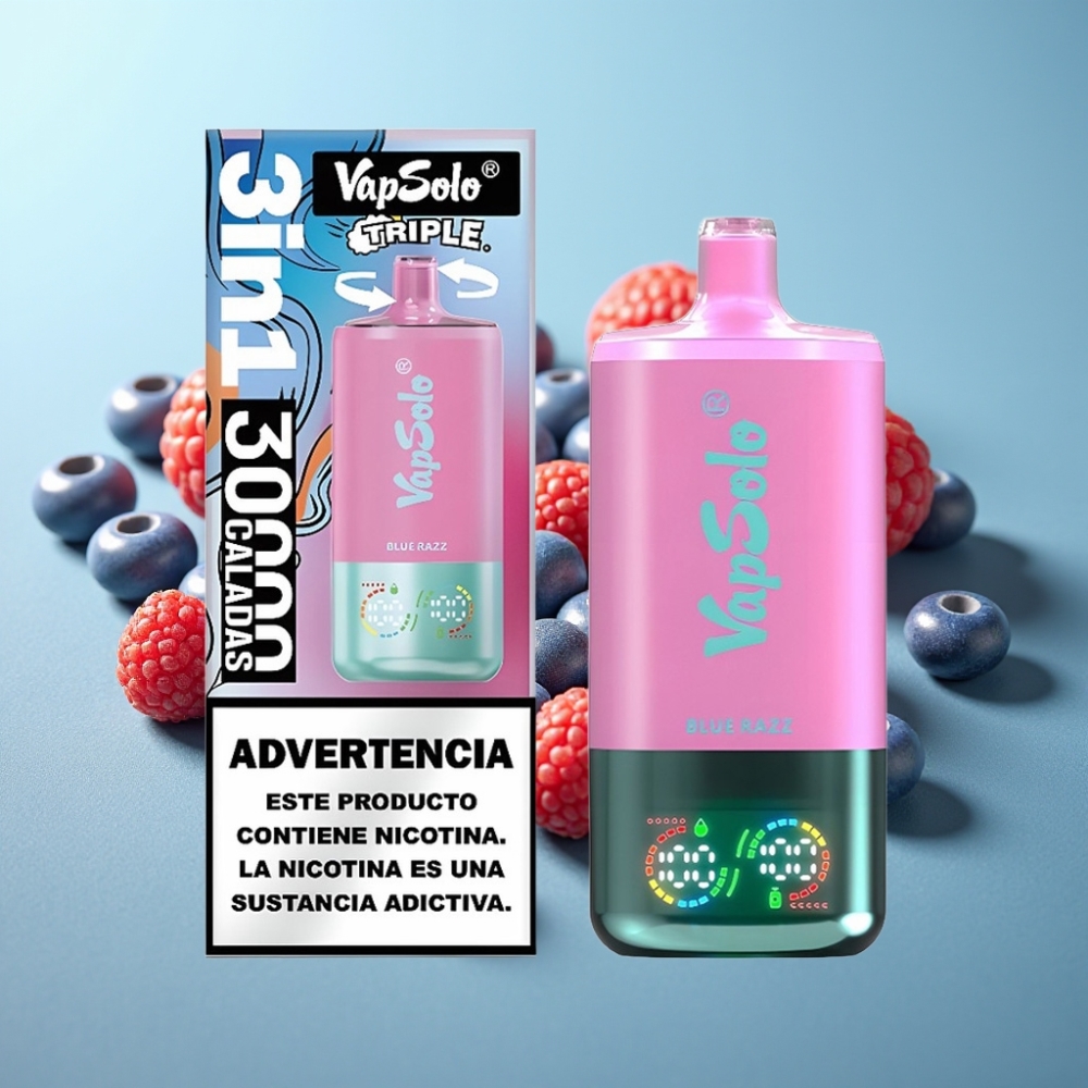 vape suppliers in Bulgaria VapSolo Triple 30000 Пуфса Тип-C 40ml Син Малина