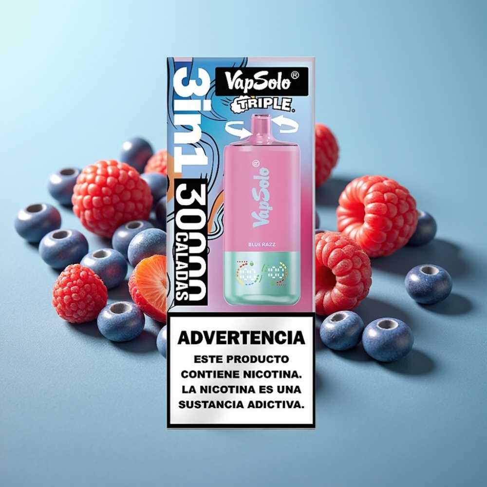 vape suppliers in Bulgaria VapSolo Triple 30000 Пуфса Тип-C 40ml Син Малина
